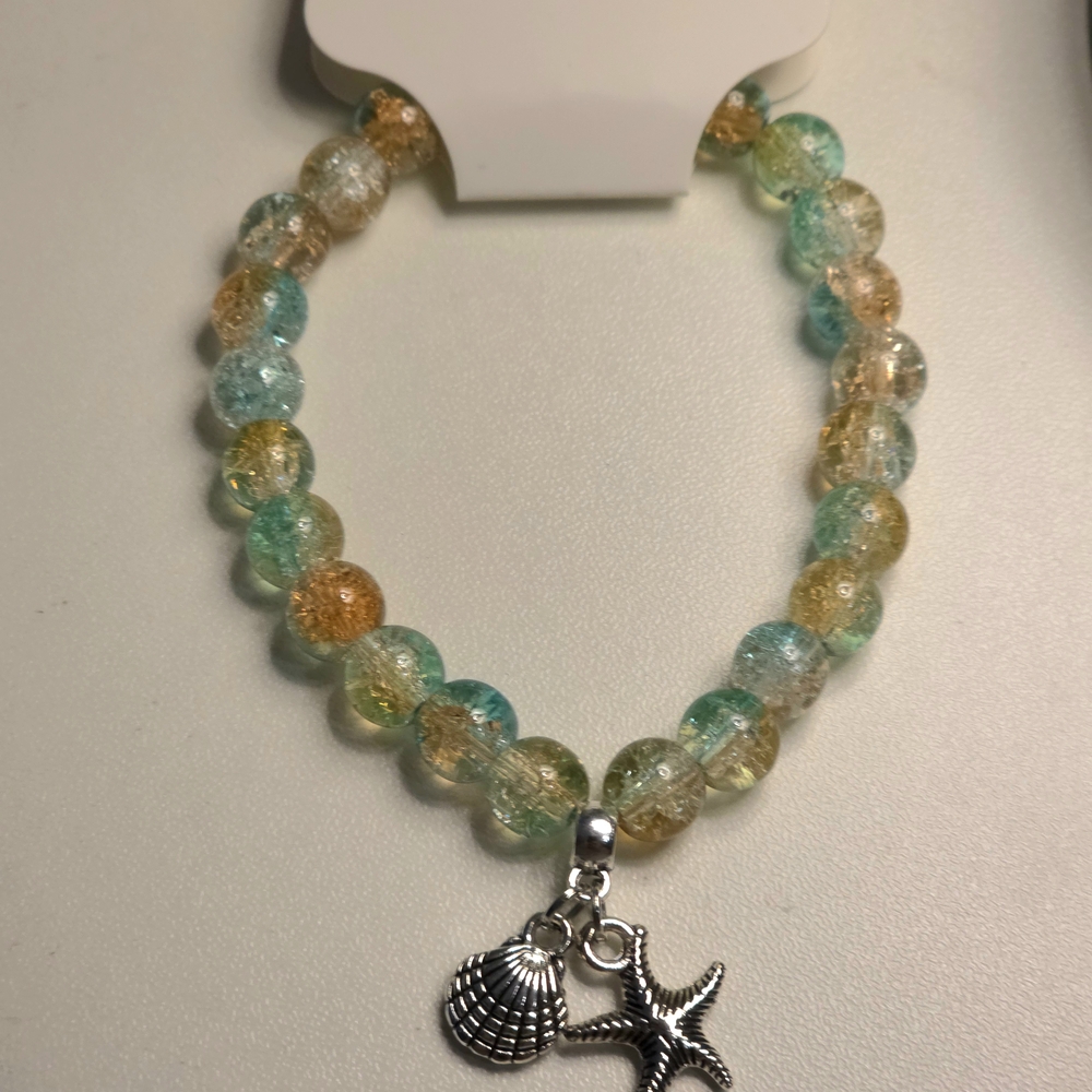 Elegant Multicolor Beaded Bracelet with Silver Charms